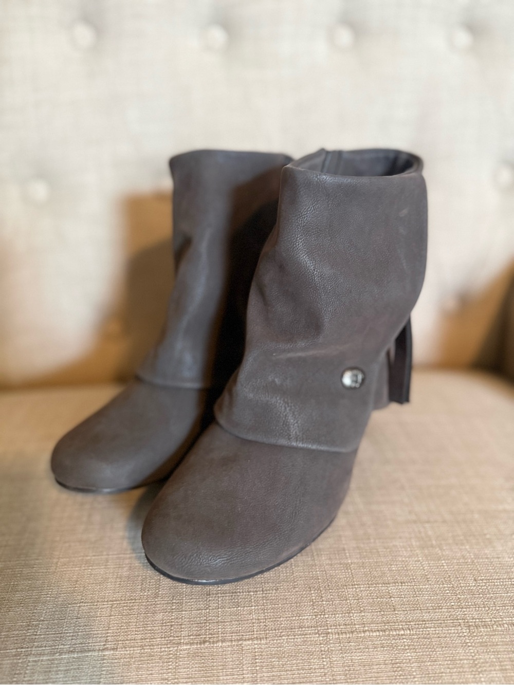 Blowfish Fold-Over Ankle Booties in Gray